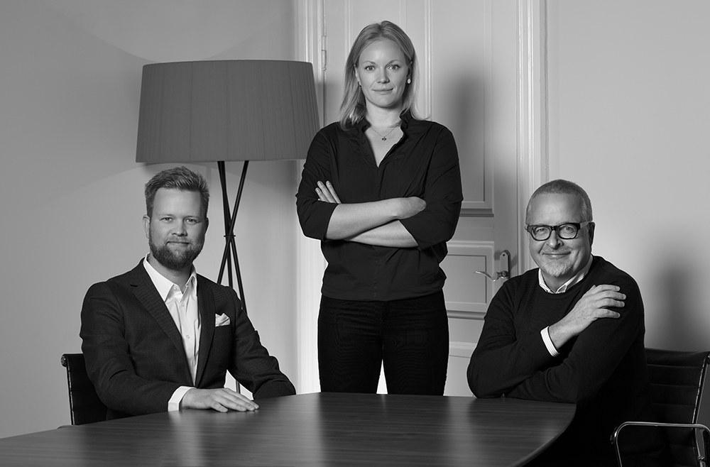 Erik Johnsson, Sofia Røsand och Leif Fågelstedt på Aino Health Sweden. Foto: Johan Töpel